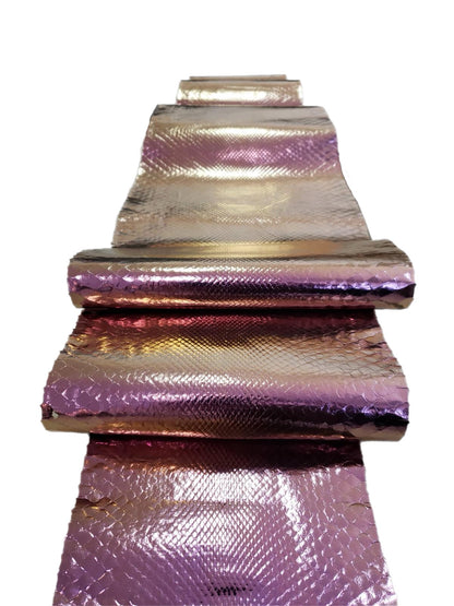2.48 M Front Cut Iridescent Metallic Pink Python Leather