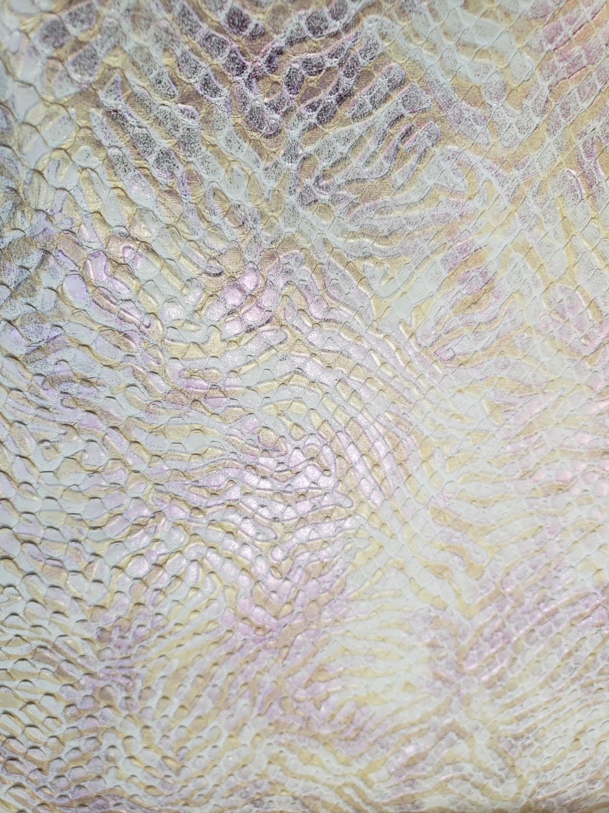 1.8 M Front Cut White/Cream Python Leather with Floral Pattern