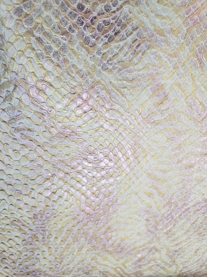 1.8 M Front Cut White/Cream Python Leather with Floral Pattern