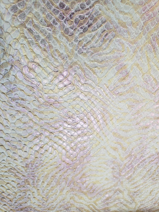 1.8 M Front Cut White/Cream Python Leather with Floral Pattern