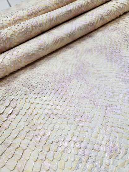 1.8 M Front Cut White/Cream Python Leather with Floral Pattern