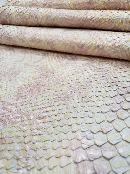 1.8 M Front Cut White/Cream Python Leather with Floral Pattern