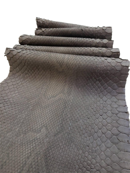 1.8 M Front Cut Smoky Taupe Matte Python Leather with Natural Markings