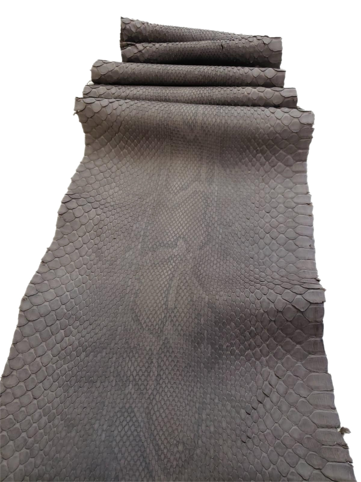 1.8 M Front Cut Smoky Taupe Matte Python Leather with Natural Markings