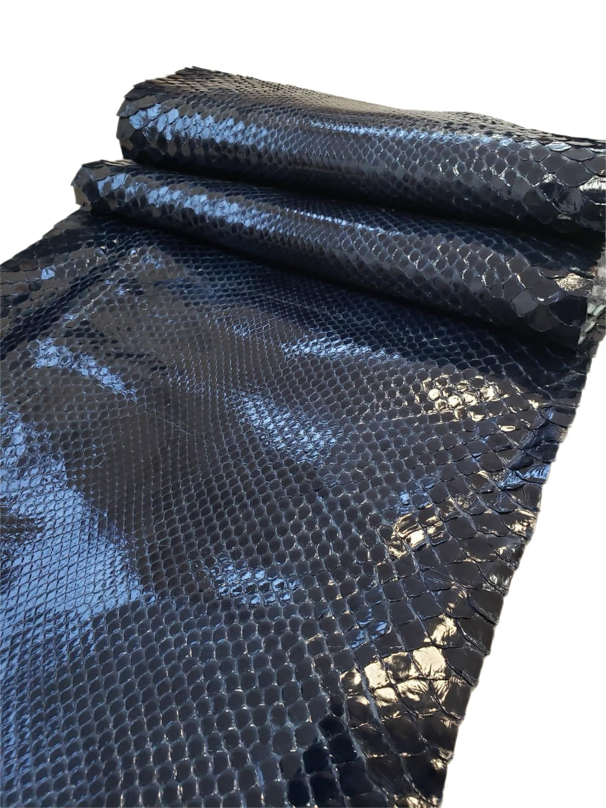 1.2 M Black Glazed Front Cut Python Leather