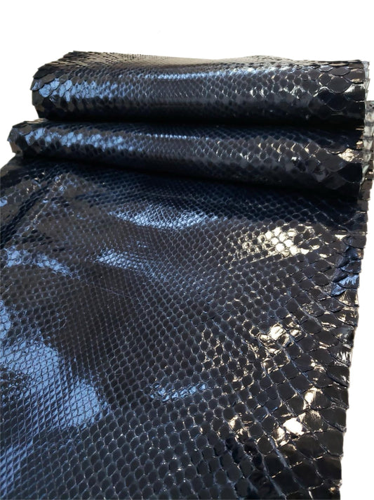 1.2 M Black Glazed Front Cut Python Leather