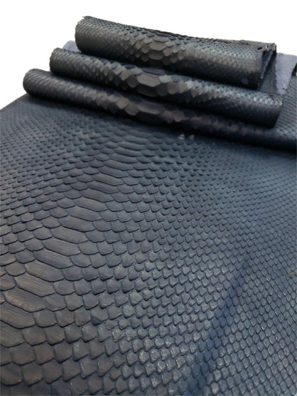1.3 M Black Matte Back Cut Python Leather