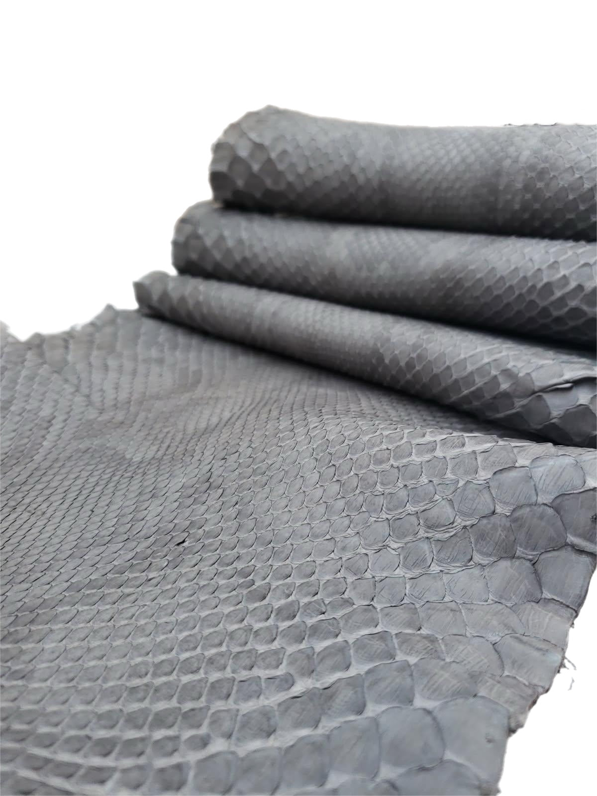 1.3 M Front Cut Charcoal Matte Python Leather with Natural Markings