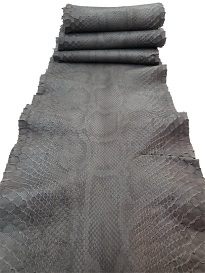 1.3 M Front Cut Charcoal Matte Python Leather with Natural Markings