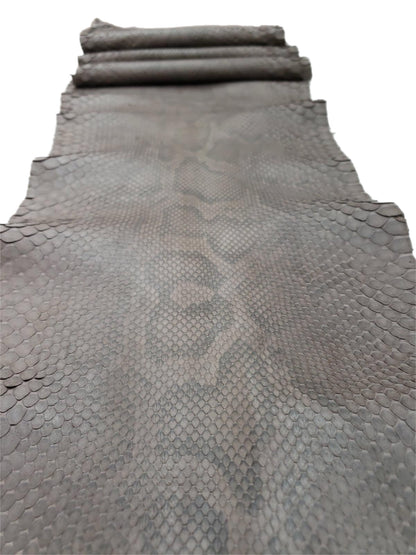1.5 M Front Cut Taupe Matte Python Leather with Natural Markings