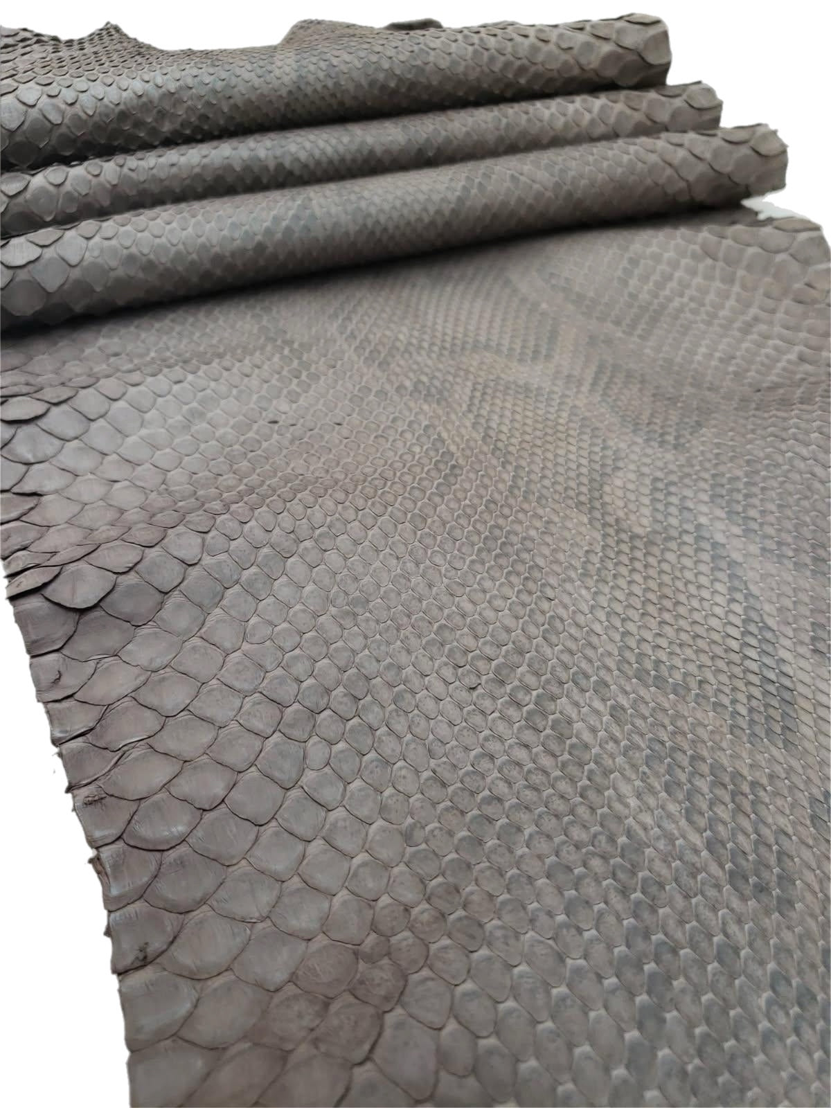1.5 M Front Cut Taupe Matte Python Leather with Natural Markings