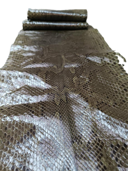 1.2 M Front Cut Olive Glazed Python Leather with Natural Markings