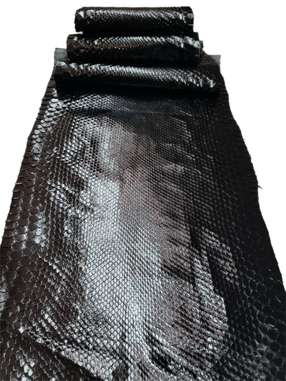1.2 M Black Glazed Front Cut Python Leather
