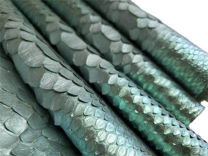 2.1 M Back Cut Teal Metallic Python Leather