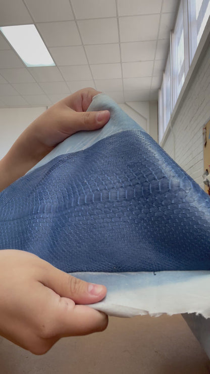 2.6 M Blue Matte Stretch Backing Python Leather