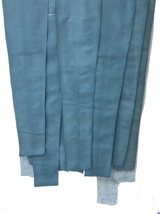 Hydrangea Blue Glazed Python Leather - Back Cut, Grade 1